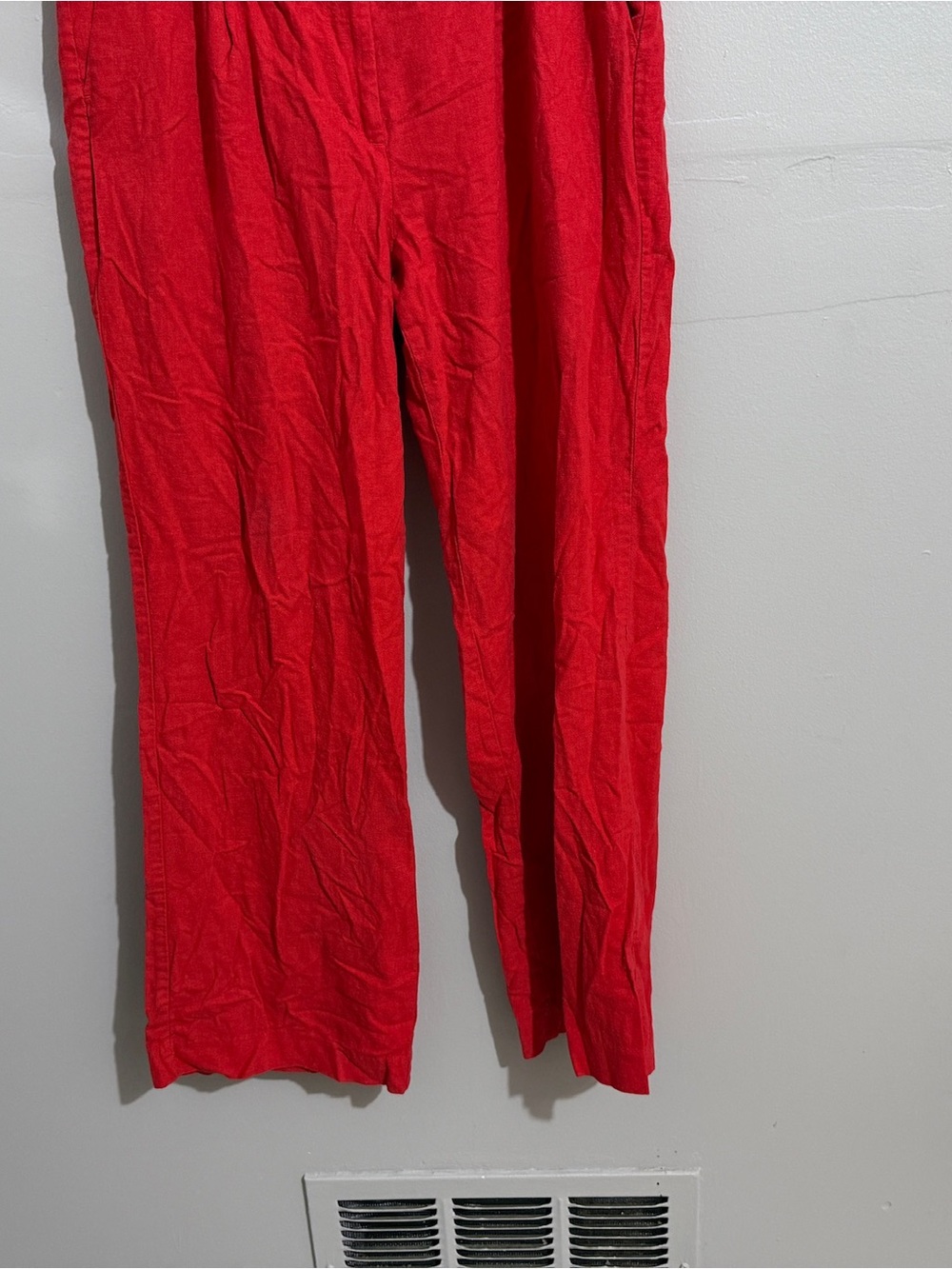 Old Navy Taylor Wide Leg Trouser Pants Pleated Womens M Red Extra High Rise - Picture 5 of 11